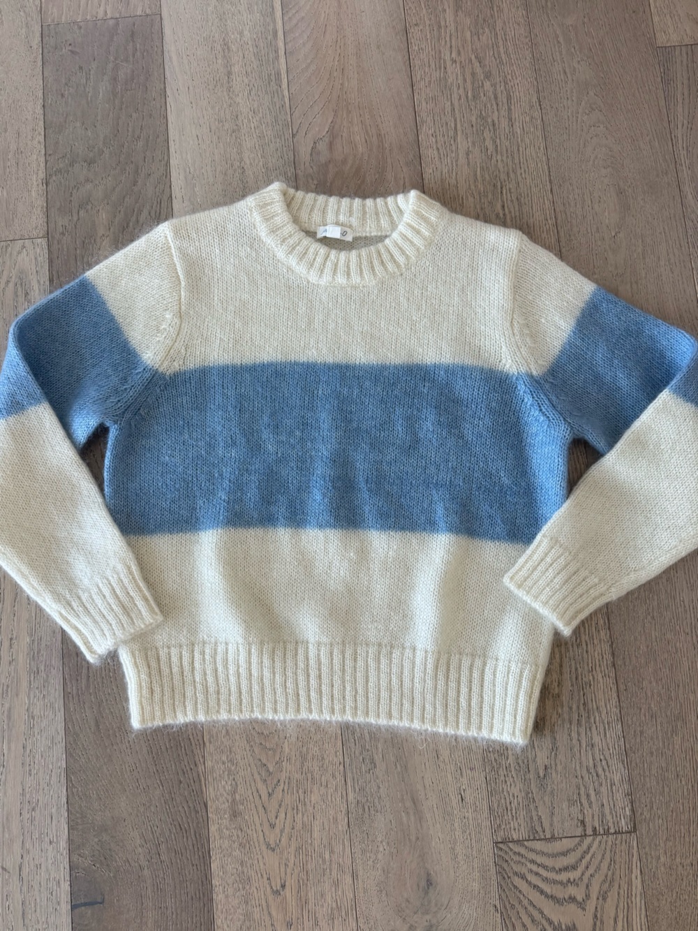 johnnie-O Esme Colorblock Chunky Crewneck Sweater Vanilla Blue Large $298
